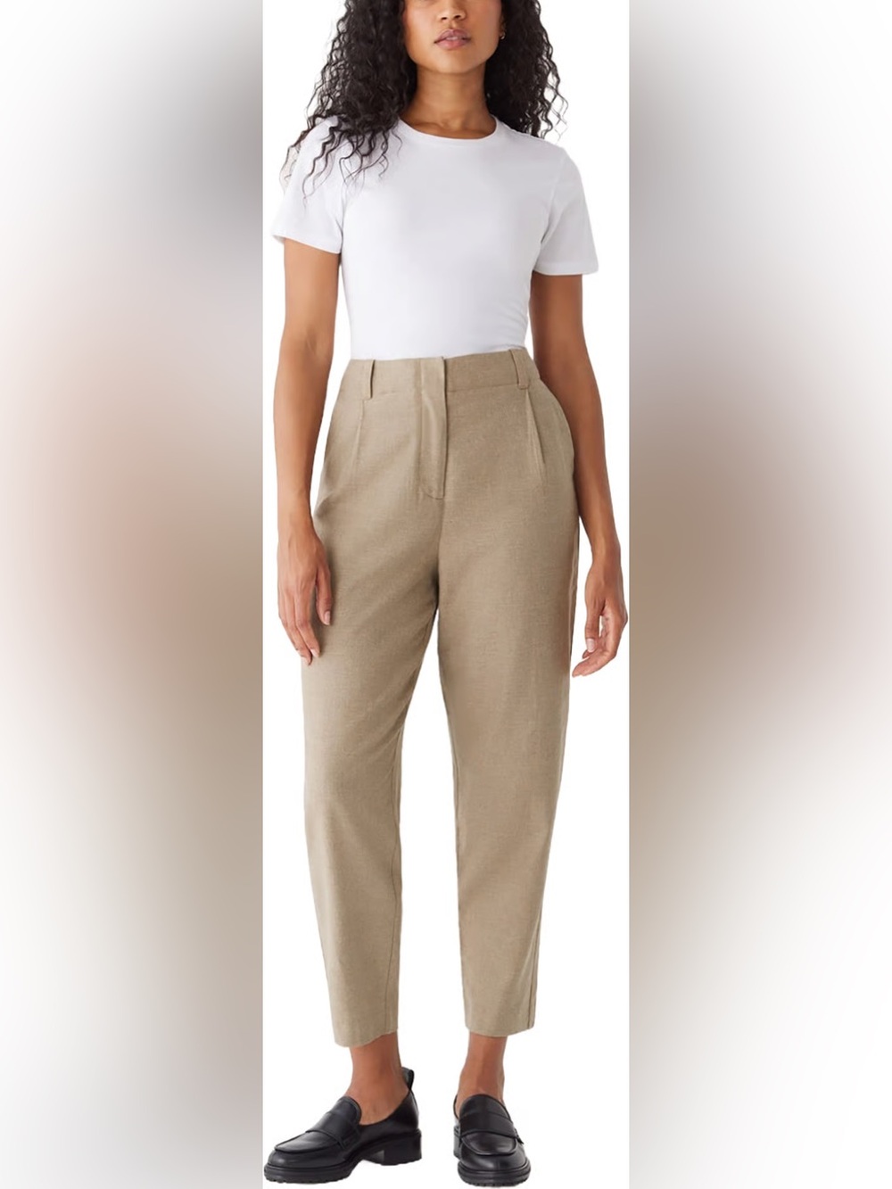 NWT Frank and Oak High-Rise Tailored Linen & Cotton Pants in Beige